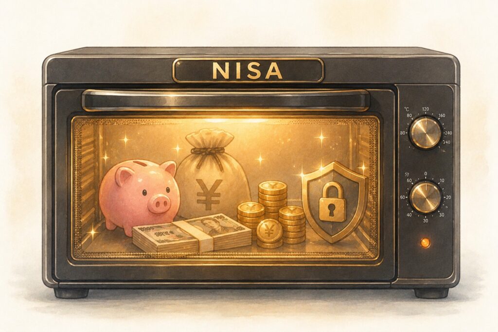 NISA口座の中で投資した利益には税金がかからないイメージ