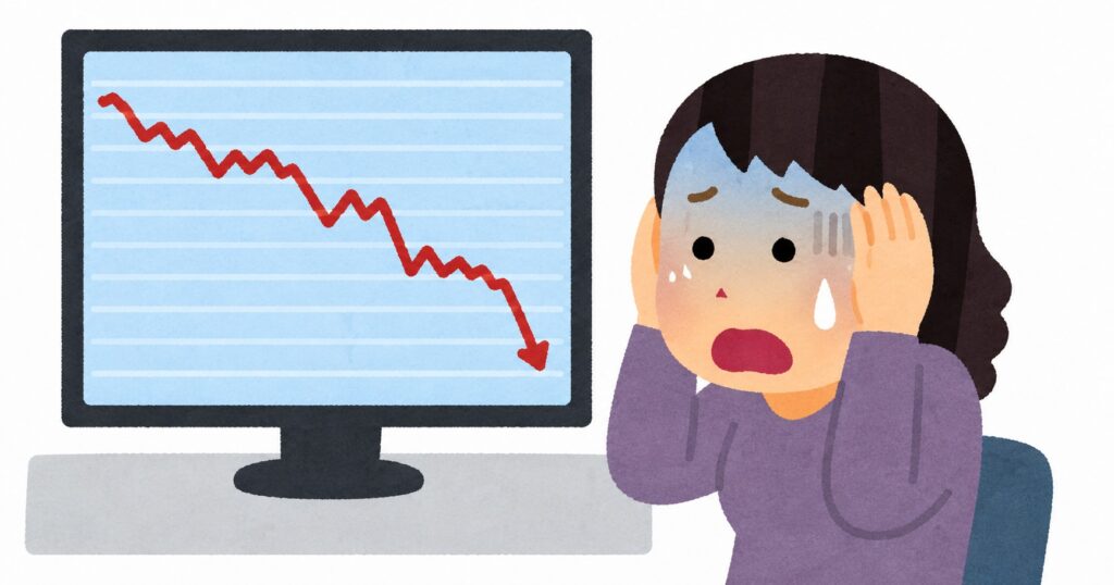 株価暴落にぼうぜんとする人のイラスト