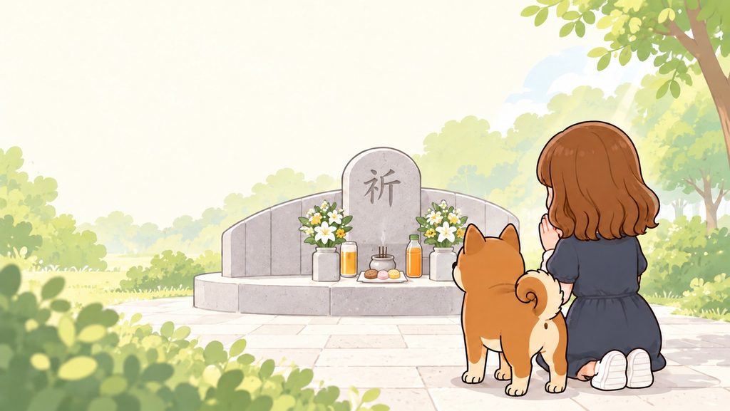 墓じまいをして納骨した合祀墓にお盆のお参りをした様子